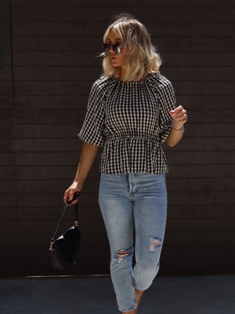 Dee Elly Gingham Woman’s Top Size M
